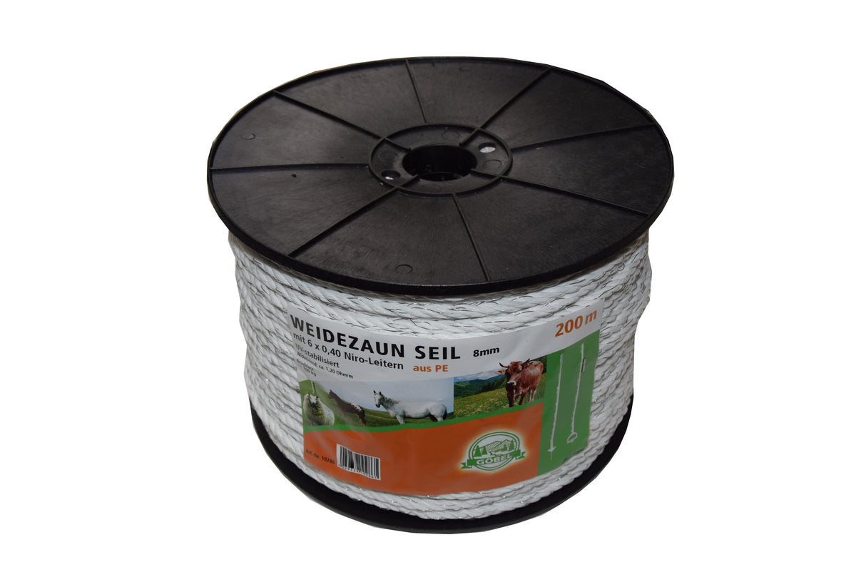 Elektroseil 200m weiß 8mm 6 x 0,20 Niro